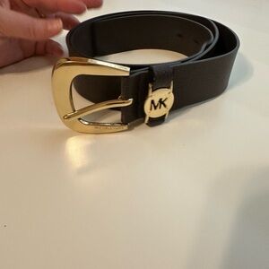 Michael Kors Chocolate Belt with Gold Accents